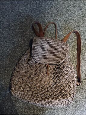 The Sak Brown Crocheted Backpack